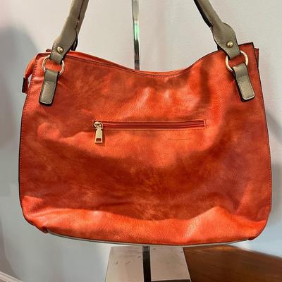 2 Faux Leather Concealed Carry Totes Purses - Orange is "Connor"