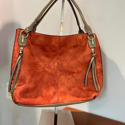 2 Faux Leather Concealed Carry Totes Purses - Orange is "Connor"