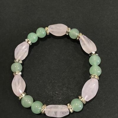 Rose quarts beaded stretch bracelet