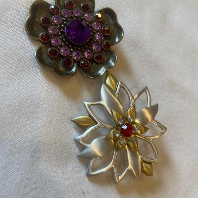 Pink & purple stone brooches