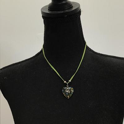 Millefiori Glass Heart Pendant Necklace