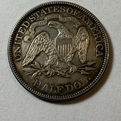 1871 AU Condition Liberty Seated Silver Half Dollar as Pictured. $5 Domestic Shipping.