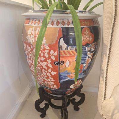 Sale Photo Thumbnail #102: Pair of important tall antique Grand goldfish pots (offsite need appt) 