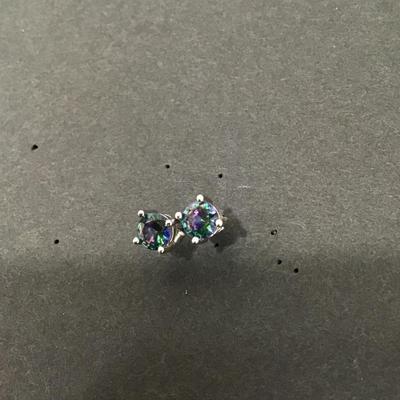 Mystic topaz, 925 sterling, silver stud earrings