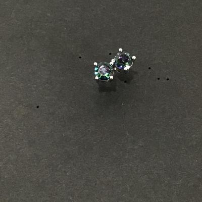 Mystic topaz, 925 sterling, silver stud earrings