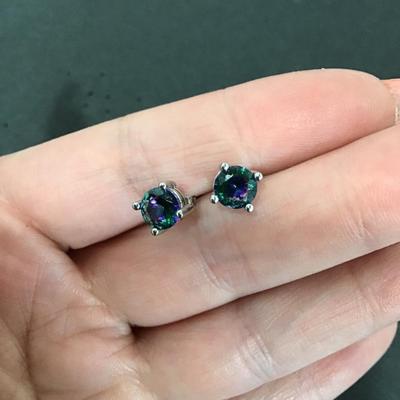 Mystic topaz, 925 sterling, silver stud earrings