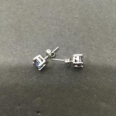 Mystic topaz, 925 sterling, silver stud earrings