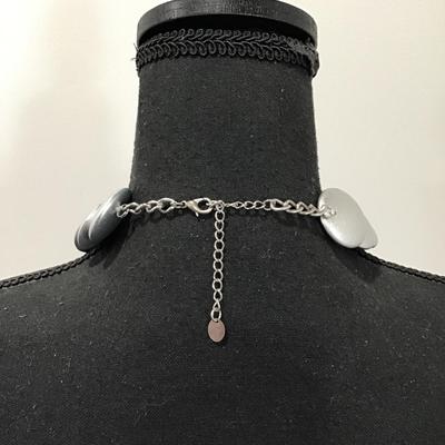 Icing, silvery tone, disc futuristic, statement, necklace