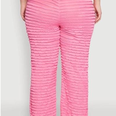 Two Piece Top/Bottom Lettuce Edge Mesh - Pink Small