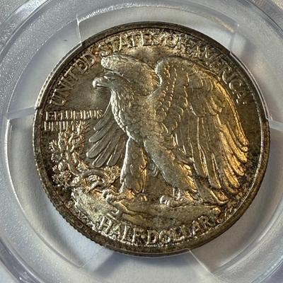 PCGS CERTIFIED 1941-S MS65 TONED WALKING LIBERTY SILVER HALF DOLLAR AS PICTURED. (COIN #548).