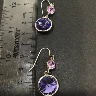 Very nice purple Rhinestone dangle earrings