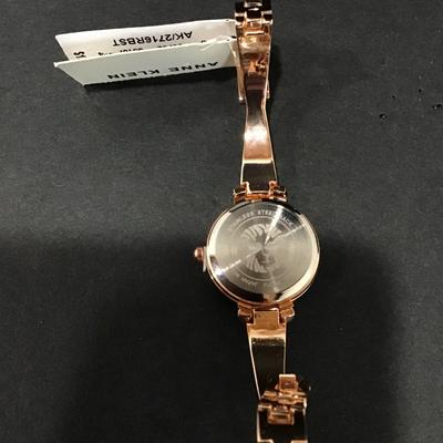 New Anne Klein Rose, gold, toned, and maroon, red enamel watch