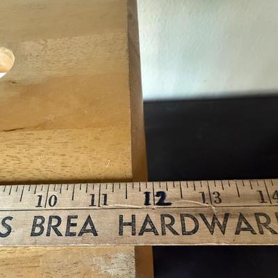 Sale Photo Thumbnail #584: Sturdy, solid wood step stool. Approx. 12" tall, top step measures approx. 12" x 12".  Great condition.