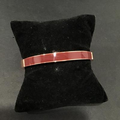 Very nice rose, gold toned, brown mauve enamel bracelet