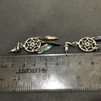 Dream catcher Abalone feather earrings