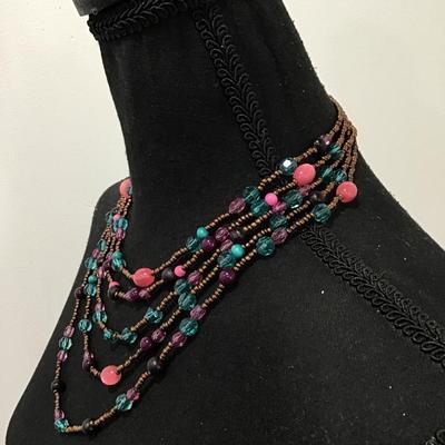Super cute cotton candy color beaded multi layered necklace
