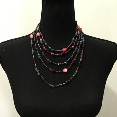 Super cute cotton candy color beaded multi layered necklace