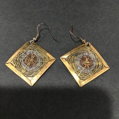Cool, vintage, mid century brass earrings