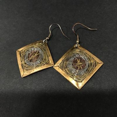 Cool, vintage, mid century brass earrings