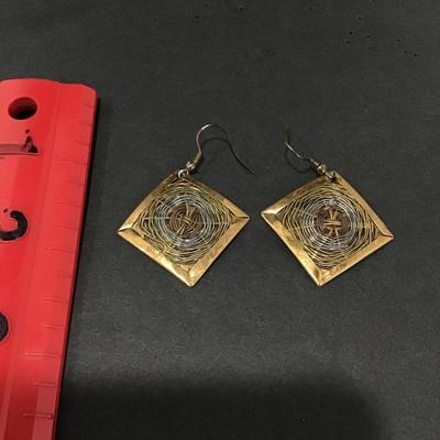 Cool, vintage, mid century brass earrings