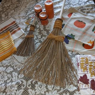 Fall Harvest Decor – Textiles, Brooms & Candles