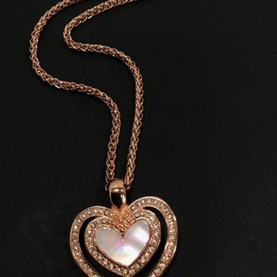 Rose gold tone heart enameled necklace