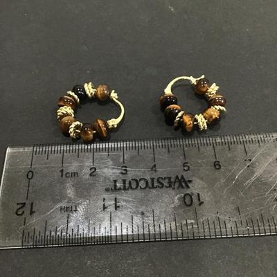 Vintage Tigers eye hoop earrings
