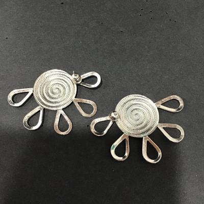 Vintage silver tone large statement earrings