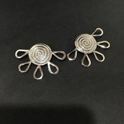 Vintage silver tone large statement earrings