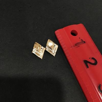 Mid century, vintage, gold and silver Diamond shaped stud earrings