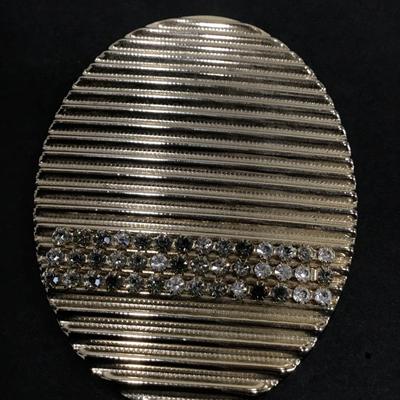 Vintage Rhinestone gold tone large pin brooch