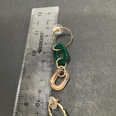Faux stone gold tone dangle earrings
