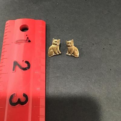 Cute vintage bronze, toned kitty cat earrings
