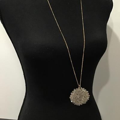 Beautiful, crystal pendant, gold tone, necklace