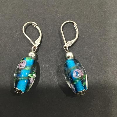 Art glass dangle earrings