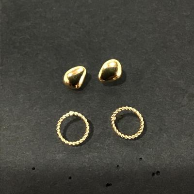 Two pairs Lite dainty gold, toned stud earrings