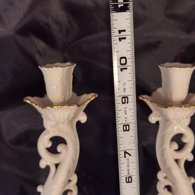 Pair of Lenox (USA) Dolphin Theme Candle Stick Holders- Approx 10" Tall