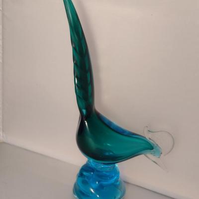 Vintage Art Glass Pheasant- Possibly Murano- Approx 13" Tall
