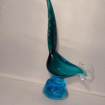 Vintage Art Glass Pheasant- Possibly Murano- Approx 13" Tall