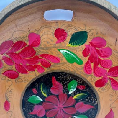 Vintage Mexican Tray - Batea Dough Bowl Wooden Hand Carved Hand Painted Tray