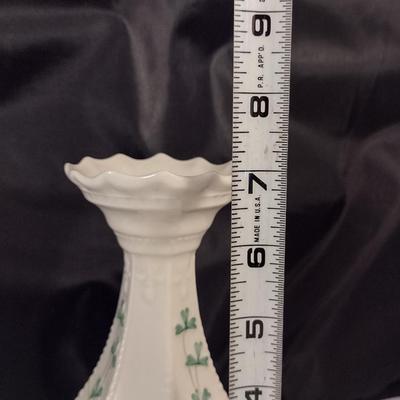 Pair of Belleek Irish Porcelain Shamrock Vases
