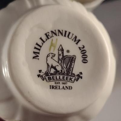 Pair of Belleek Irish Porcelain Shamrock Vases