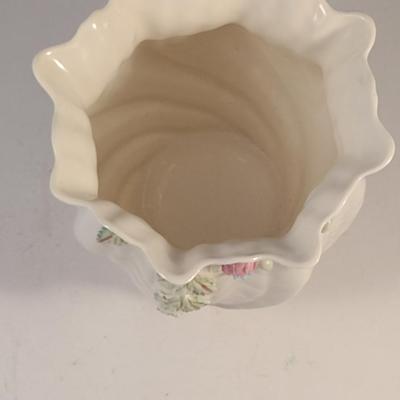 Belleek Irish Porcelain Vase with Raised Flower Design- Approx 4 1/2" Tall