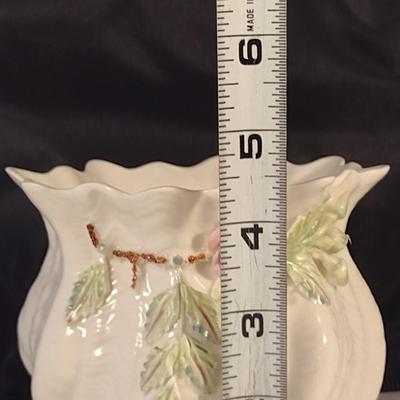 Belleek Irish Porcelain Vase with Raised Flower Design- Approx 4 1/2" Tall