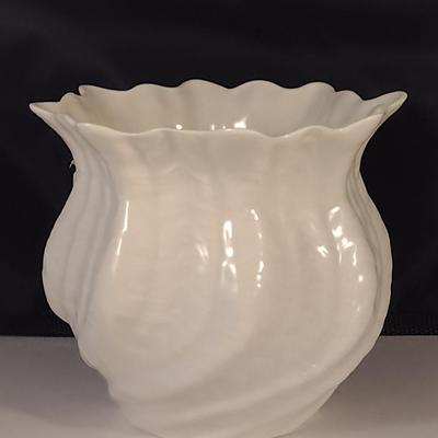 Belleek Irish Porcelain Vase with Raised Flower Design- Approx 4 1/2" Tall