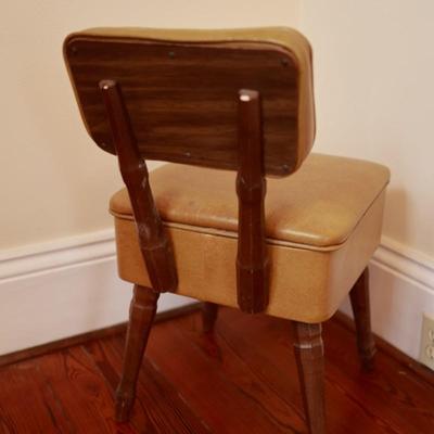 Mid-Century Yellow Naugahyde Storage Sewing Chair