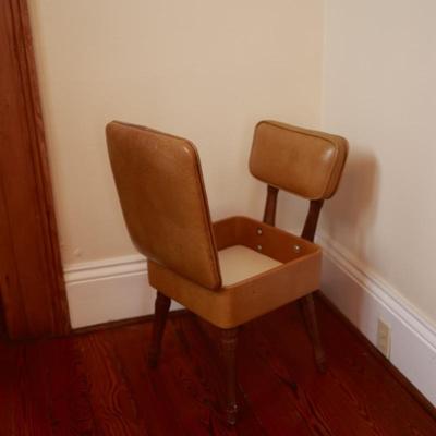 Mid-Century Yellow Naugahyde Storage Sewing Chair