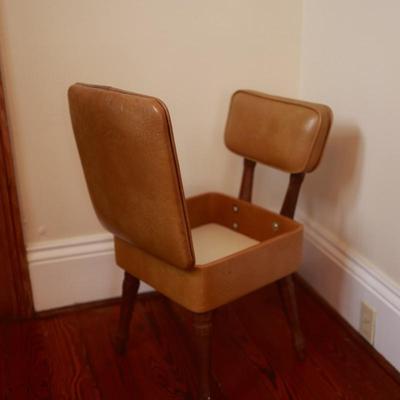 Mid-Century Yellow Naugahyde Storage Sewing Chair