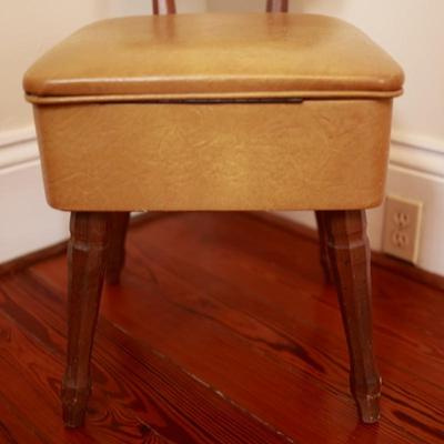Mid-Century Yellow Naugahyde Storage Sewing Chair