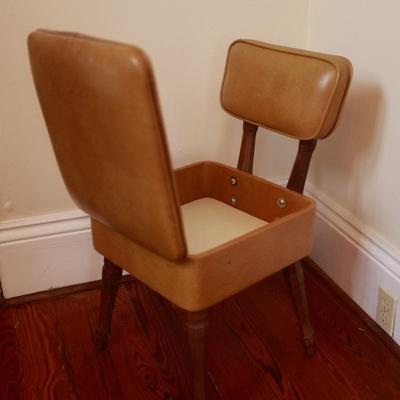 Mid-Century Yellow Naugahyde Storage Sewing Chair
